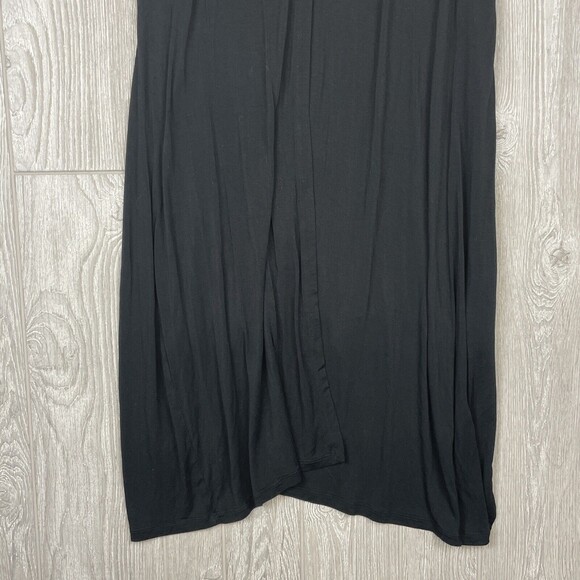 CABI Solid Black Sleeveless Faux Wrap Stretch Rayon Knit‎ Dress Womens Sz Medium - Picture 3 of 8